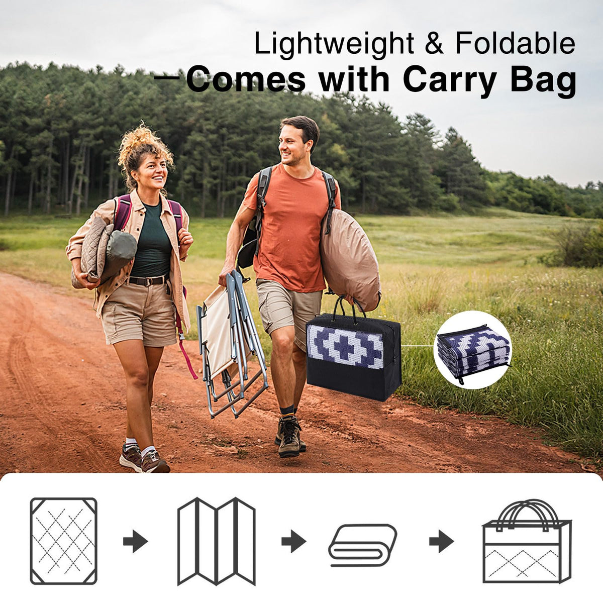OLANLY camping scene demonstrates portability for outdoor adventures.