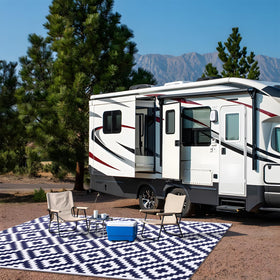OLANLY backyard scene highlighting easy-clean upkeep after spills.