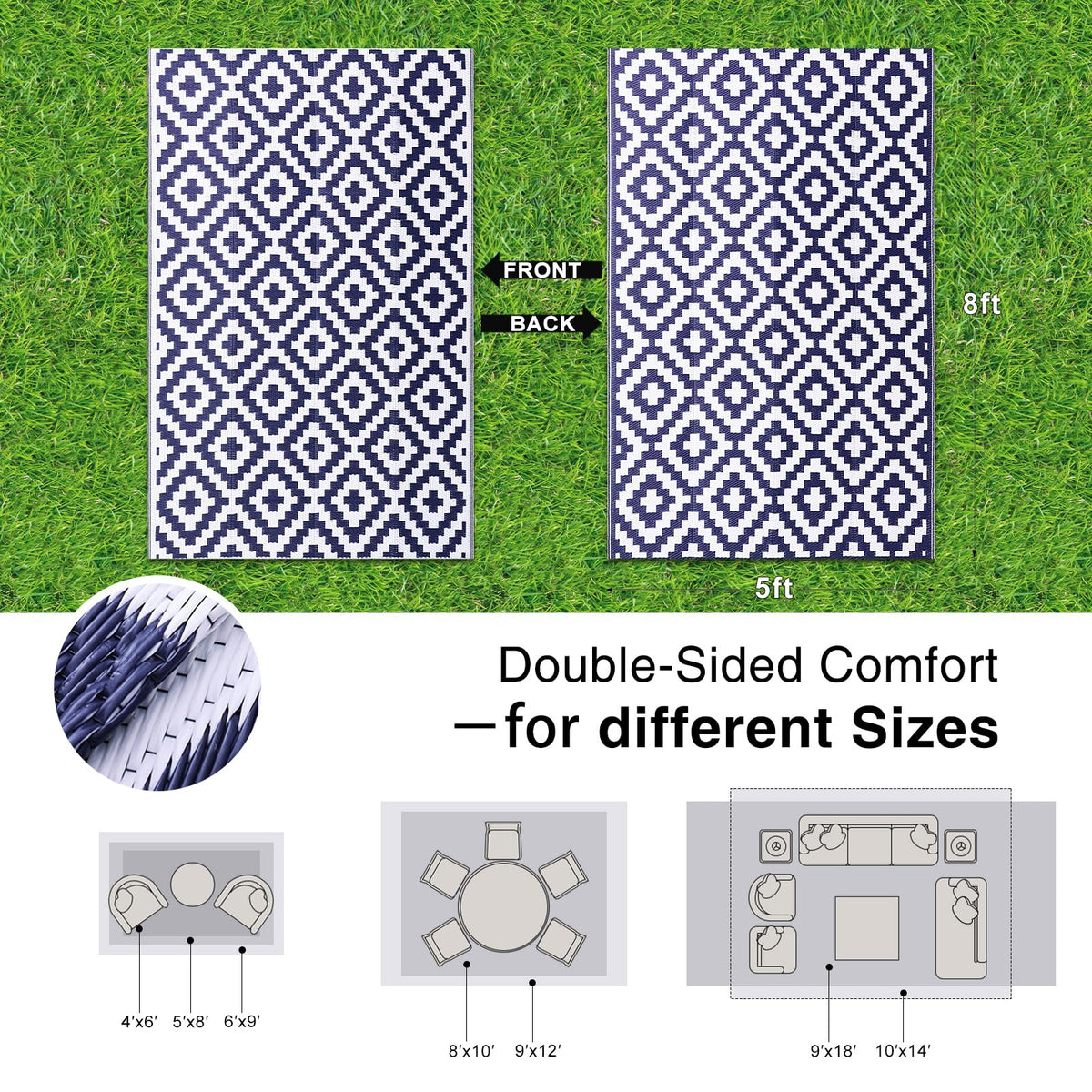 OLANLY rug double-sided pattern highlights reversible design for quick style refresh.