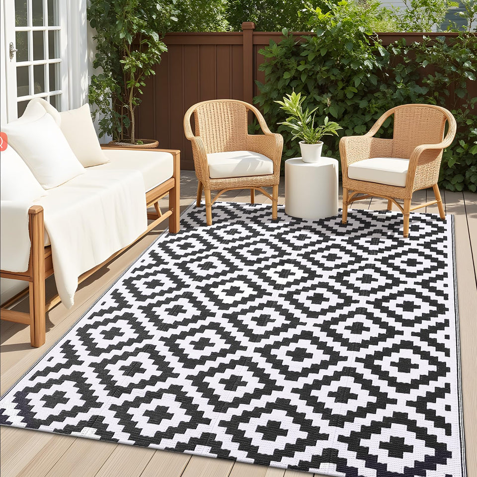 OLANLY waterproof outdoor rug 5x8 for porch; easy hose-cleanup and quick air-dry.