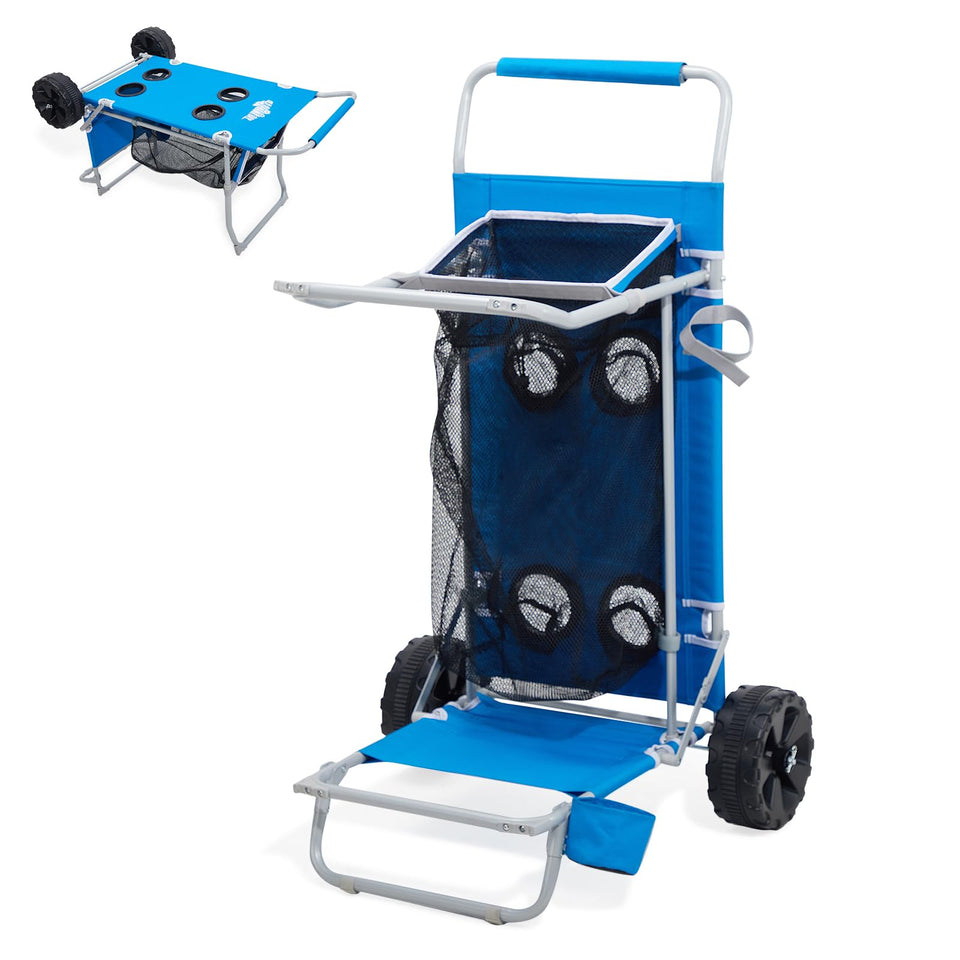 Old Bahama Bay 2-in-1 cart doubles as a beach table for snacks and drinks