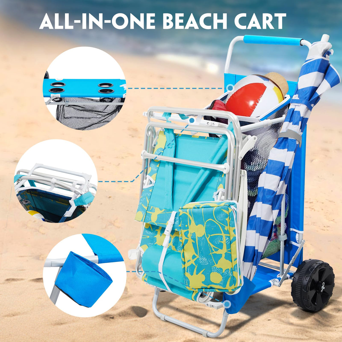 Old Bahama Bay foldable cart folds compactly for easy trunk storage