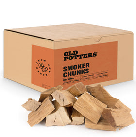 Old Potters Hickory smoker chunks for grilling with mild, versatile smoke.