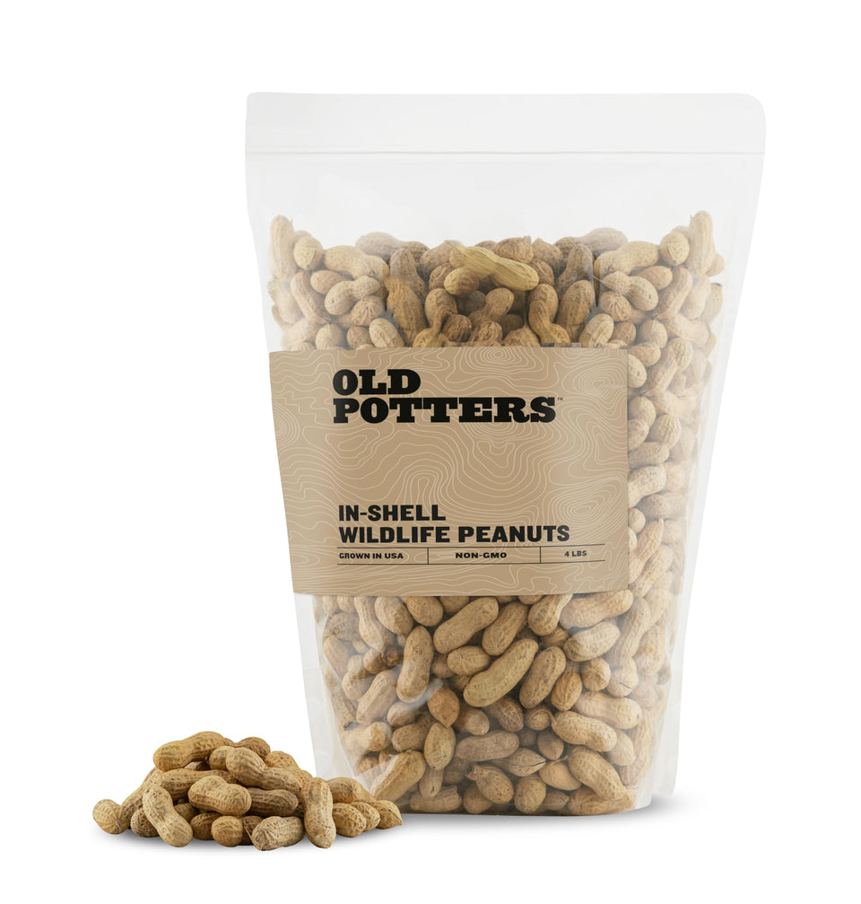 Old Potters wildlife in-shell peanuts USA grown; attract backyard birds.