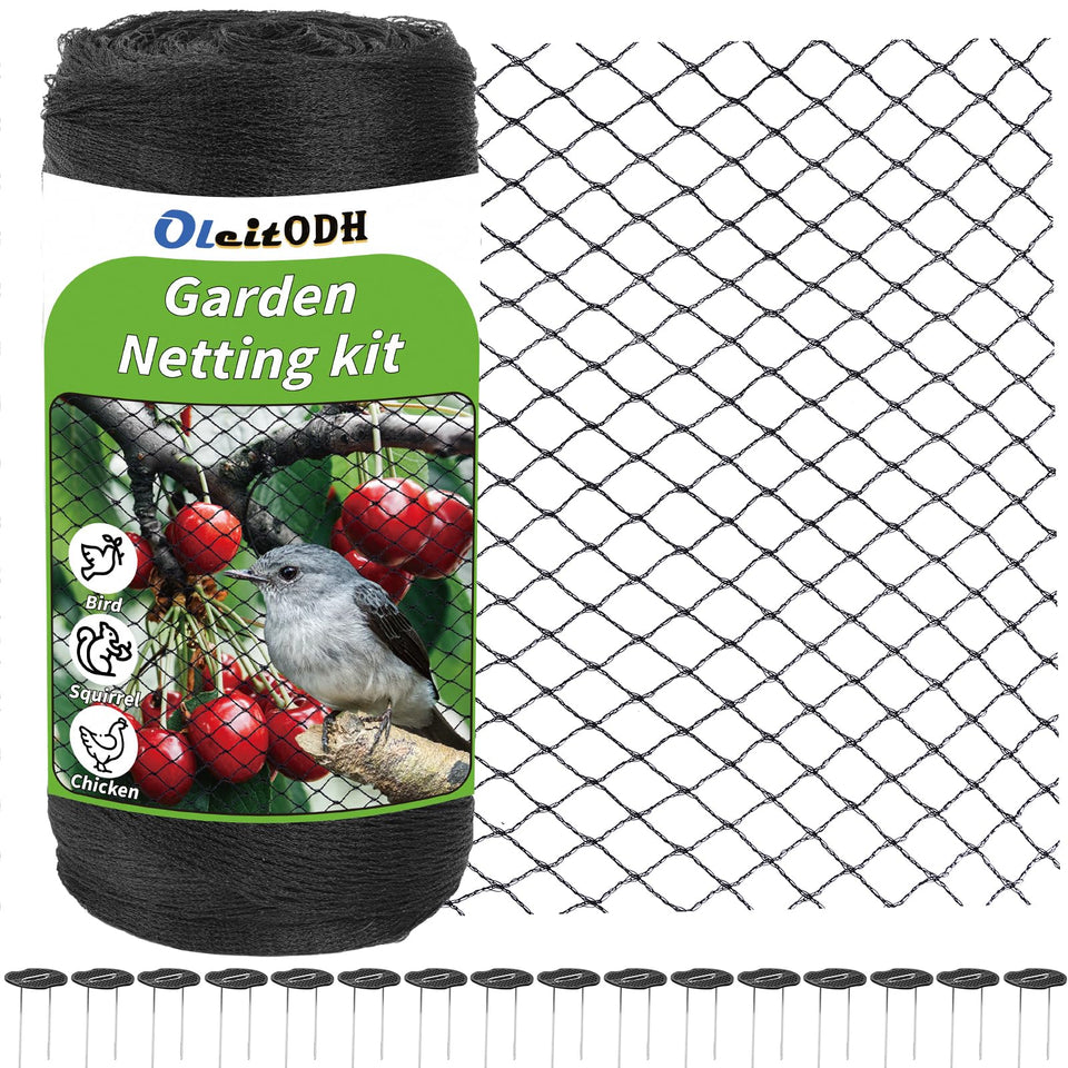 Oleitodh garden netting 15x20ft protects beds from birds and pests.