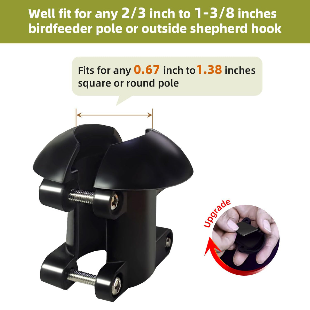 OLEKE 16-inch squirrel baffle providing wide shield for outdoor feeders.