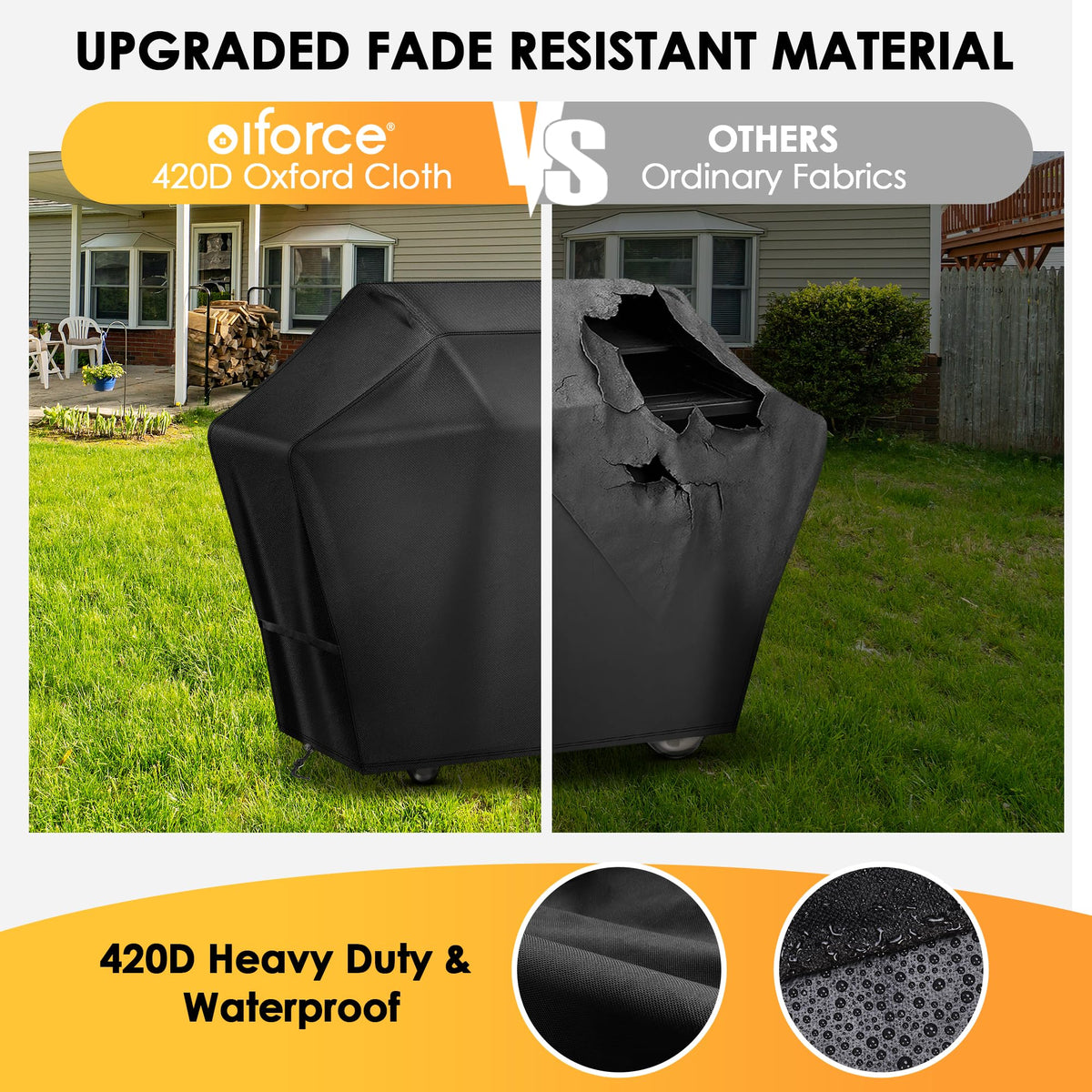 Olforce grill cover waterproof fabric shields against rain and fading