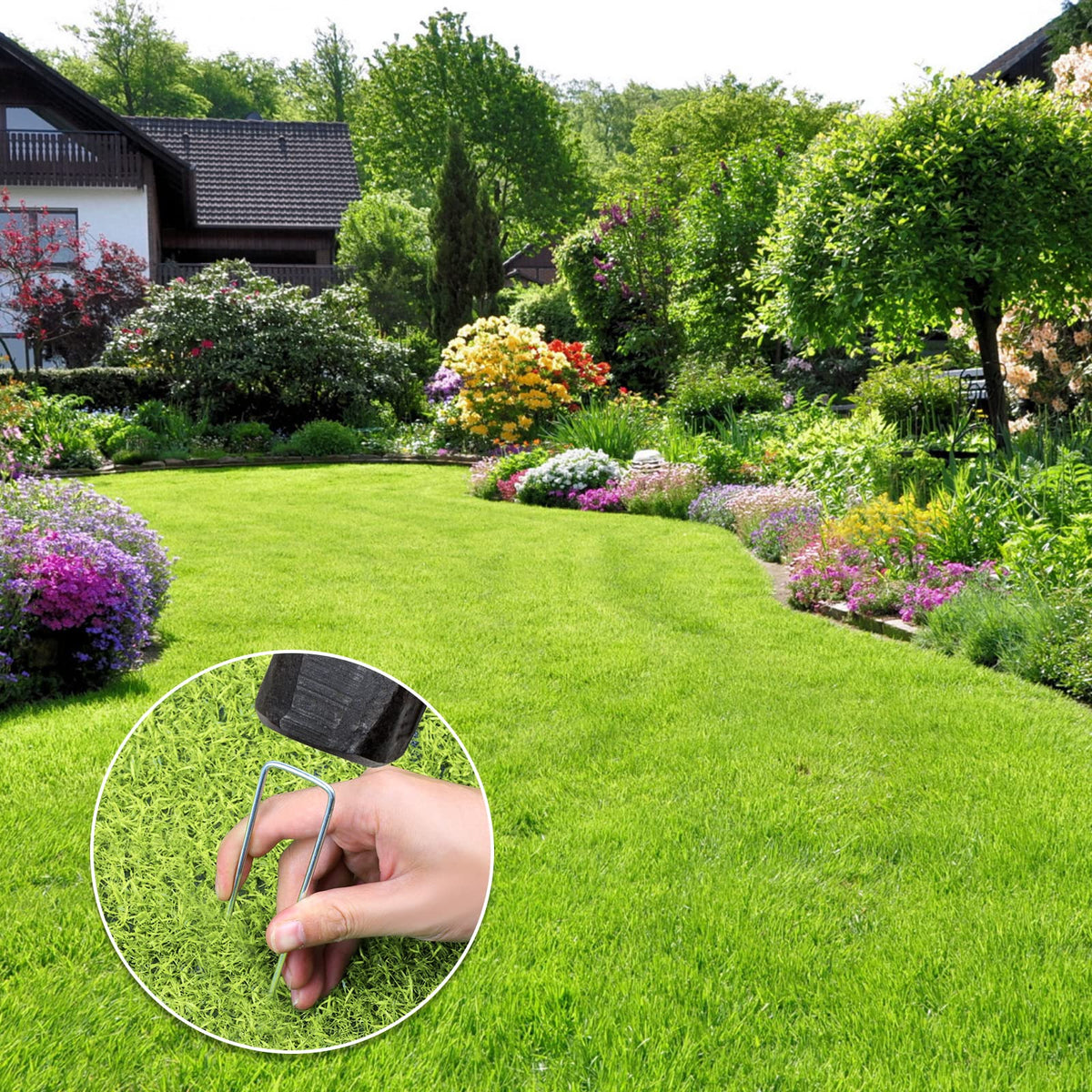 Oligei adjustable-width ground stakes fit varying ground covers for proper tension.