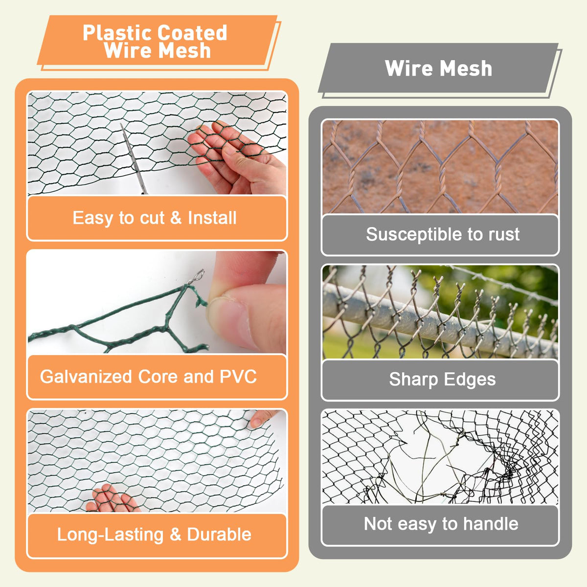 Oligei green hexagonal mesh chicken wire resists rust in outdoor displays