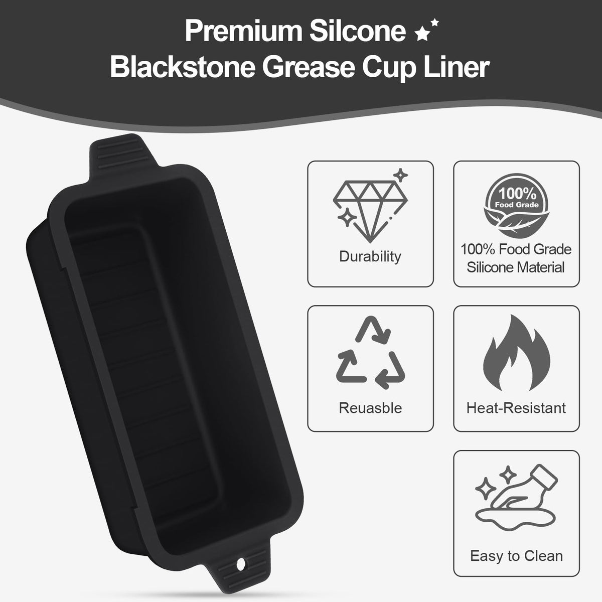 Oliggive silicone grease cup liner cleaning is quick and hassle-free after grilling.