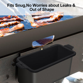 Oliggive silicone grease cup liner on a Blackstone 22-inch griddle keeps grease contained.