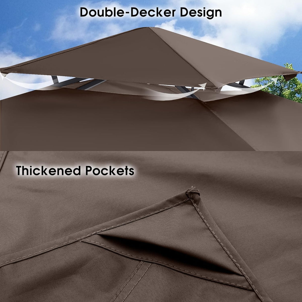 OLILAWN double roof design canopy improves airflow and wind resistance.
