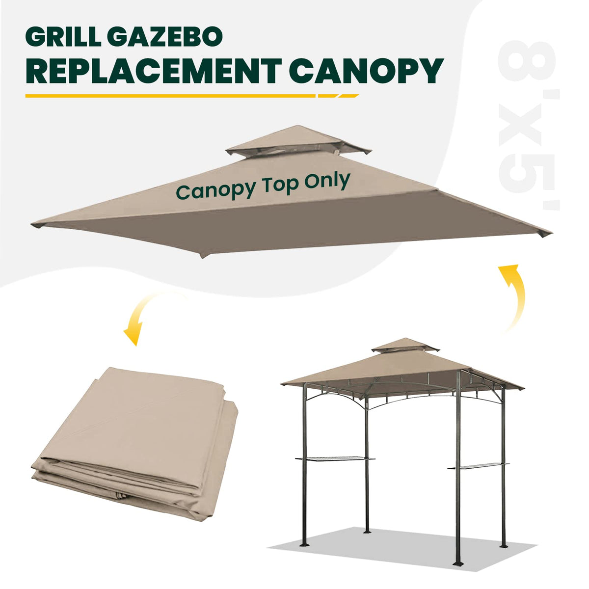 OLILAWN corner-pocket installation enables quick canopy replacement