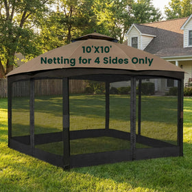 OLILAWN Gazebo netting 10x10 replacement with four panels for durable wind protection