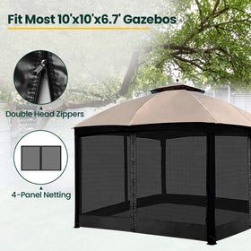 OLILAWN 10x10 replacement netting fits most gazebos, providing secure panels and good ventilation