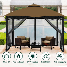 OLILAWN Gazebo netting installs with hooks and rings for quick setup on a 10x10 frame