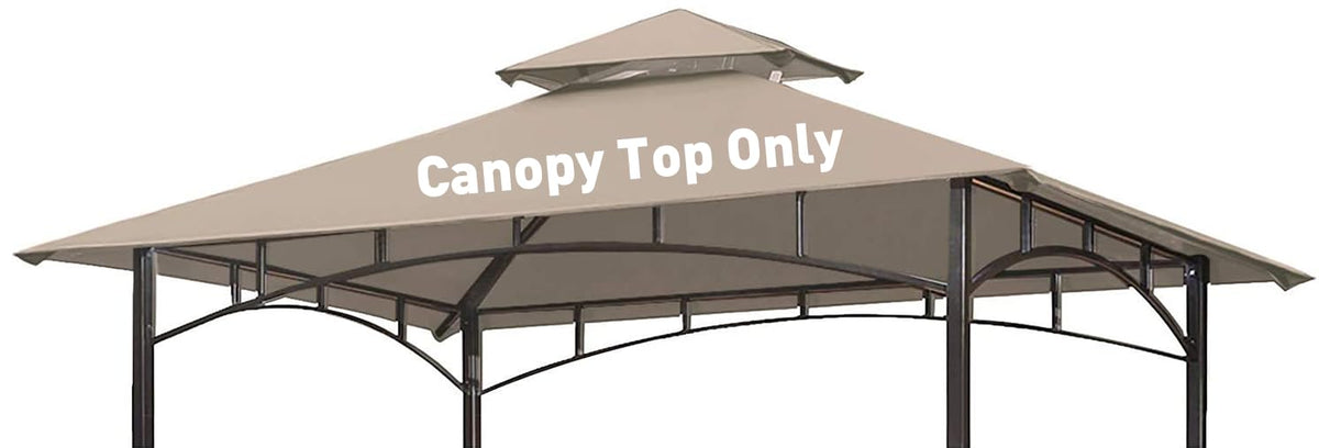 OLILAWN dual-roof canopy over grill gazebo for cooler shade and rain protection