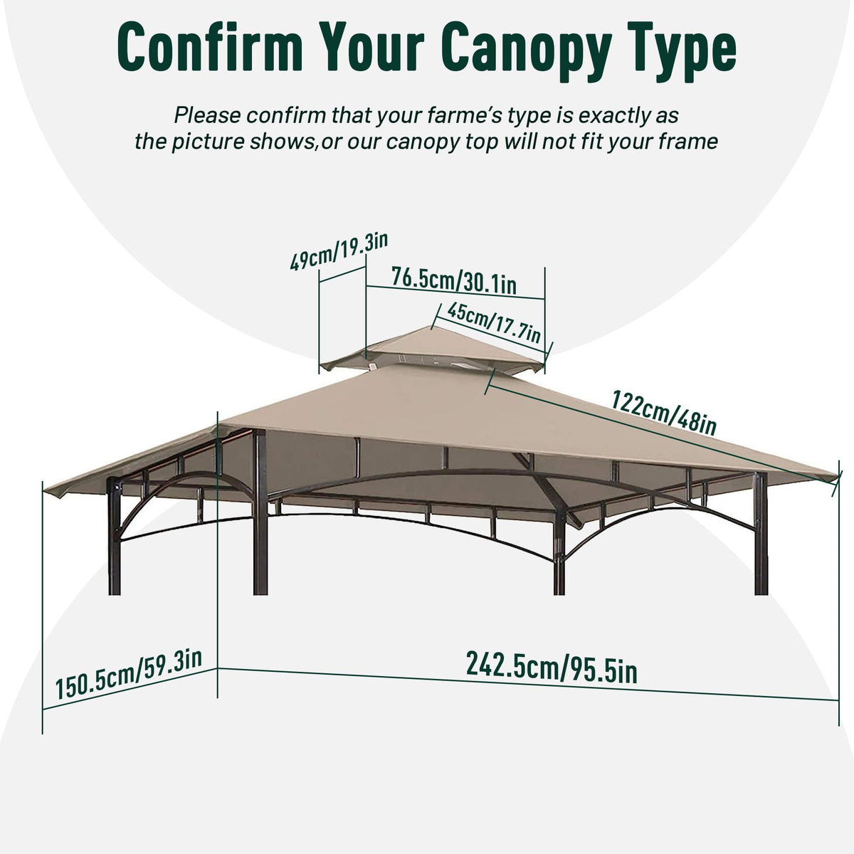 OLILAWN vented-design canopy promotes airflow while shielding guests from sun