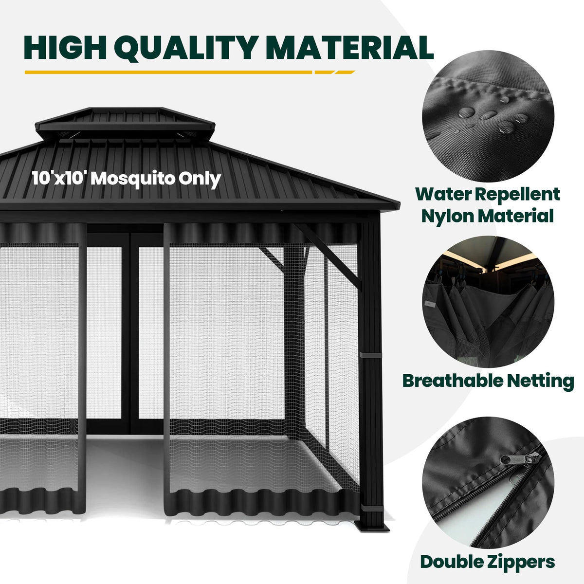 OLILAWN replacement netting uses sturdy polyester and nylon mesh for calm, breezy outdoor moments