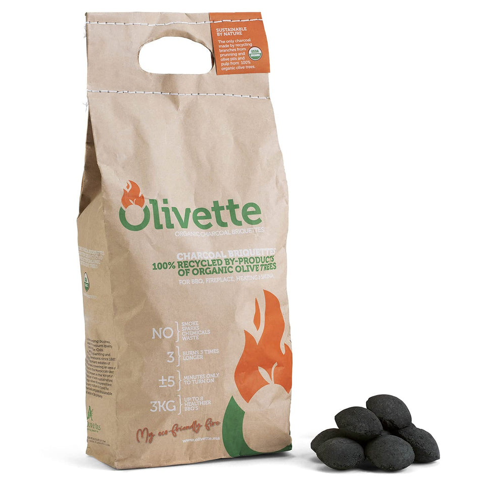 Olivette briquettes bag 6.6 lb ready for eco-friendly grilling