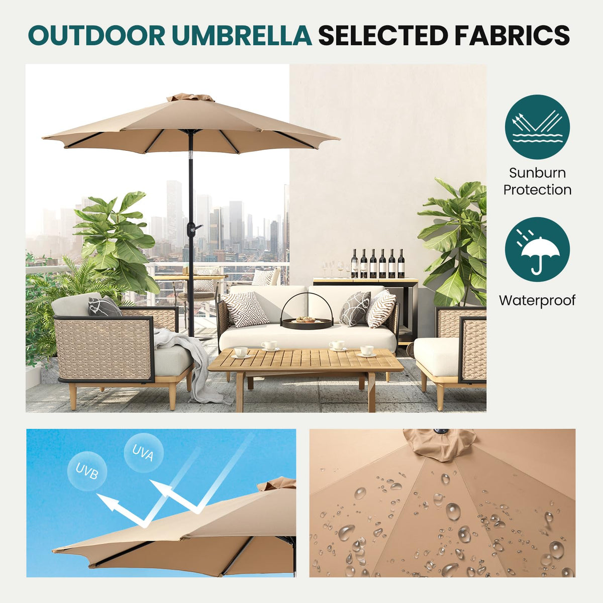 OLIXIS 8-rib sturdy frame supports stable patio shade.