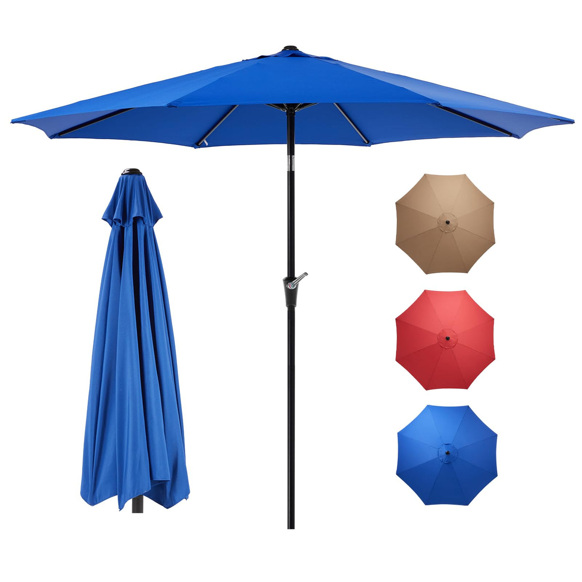 OLIXIS 9ft patio umbrella showing sturdy 8-rib construction for wind resistance