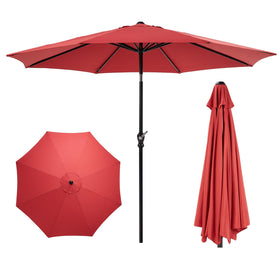 OLIXIS 9ft patio umbrella with tilt and crank provides versatile shade at the poolside.