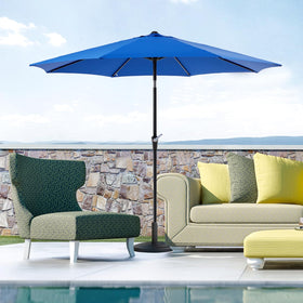 OLIXIS blue patio umbrella complements outdoor decor with stylish shelter