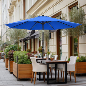OLIXIS blue umbrella adds stylish shade to outdoor spaces.