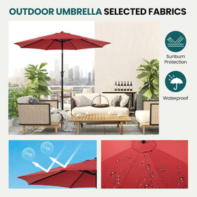 OLIXIS outdoor umbrella showing vented canopy for cooler airflow outdoors.
