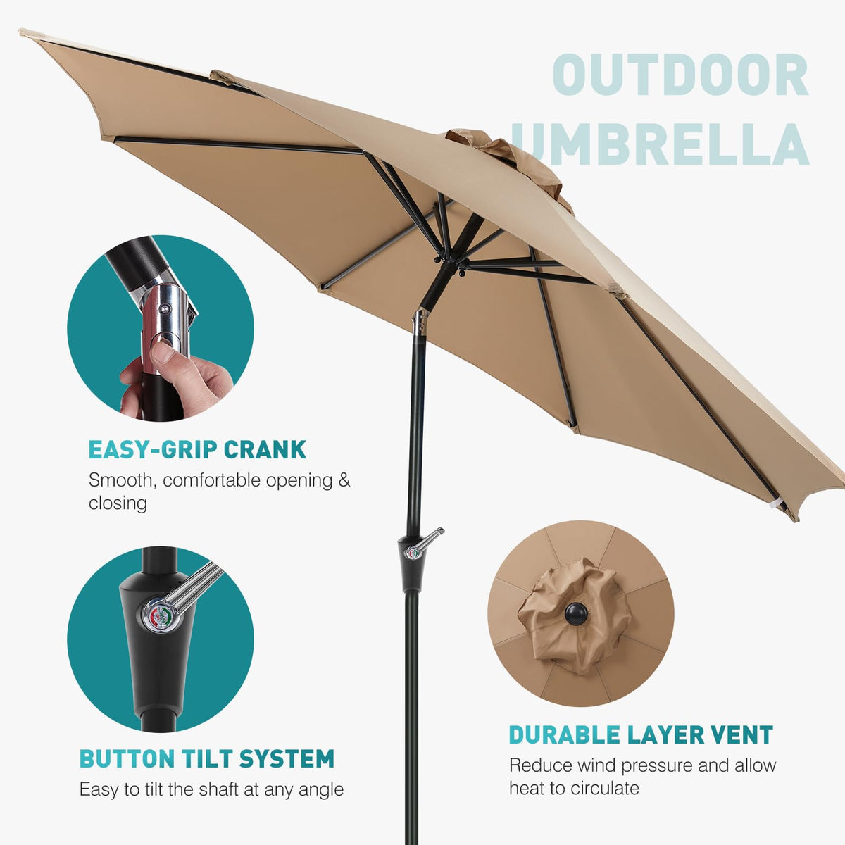 OLIXIS waterproof UV-blocking fabric resists fading for long-lasting color.