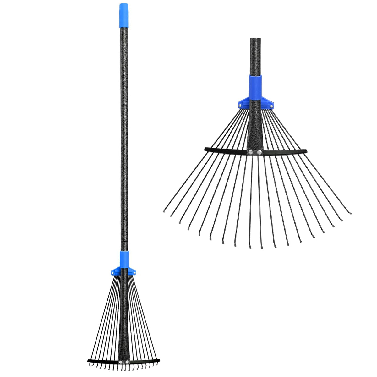 Oliynedy adjustable leaf rake with 8in head clears tight gaps around shrubs