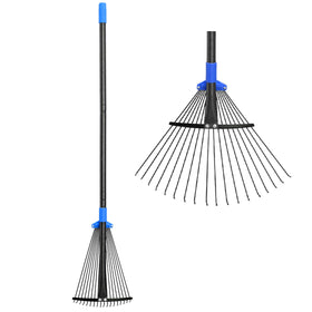 Oliynedy adjustable leaf rake with 8in head clears tight gaps around shrubs