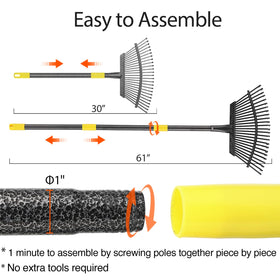 Oliynedy Leaf Rake with 1-inch handle provides a solid grip