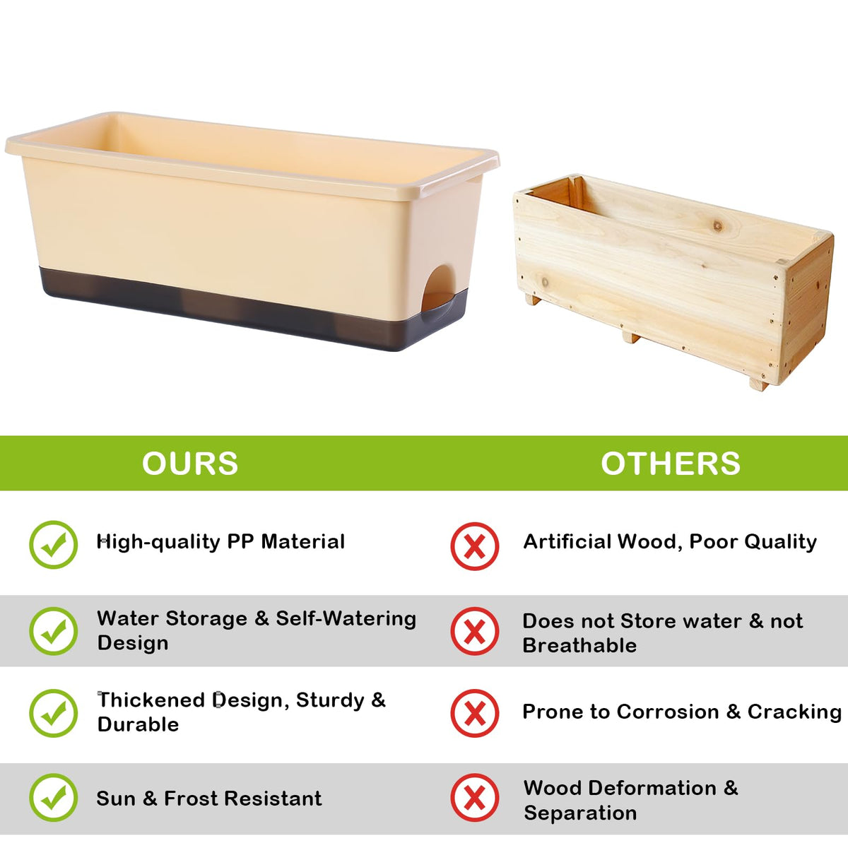 Oliz large rectangular 17-inch planter suitable for herbs and small flowers.