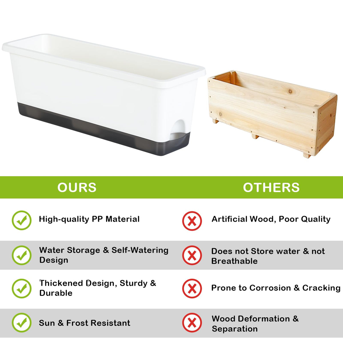 Oliz Window Box Planter 4 Pack suitable for indoor and outdoor use