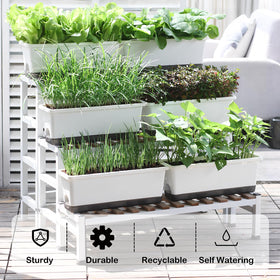 Oliz Window Box Planter 4 Pack made from durable PP material in white