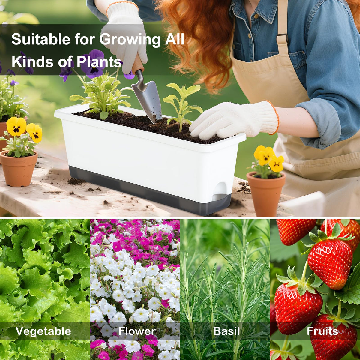 Oliz Window Box Planter 4 Pack with included trays for tidy setup