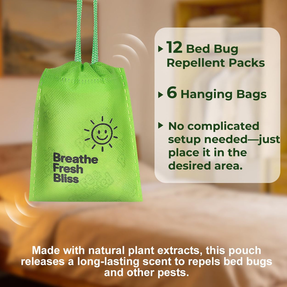 Olougda bed bug pouches pack 02: long-lasting two-month protection with lemongrass aroma.