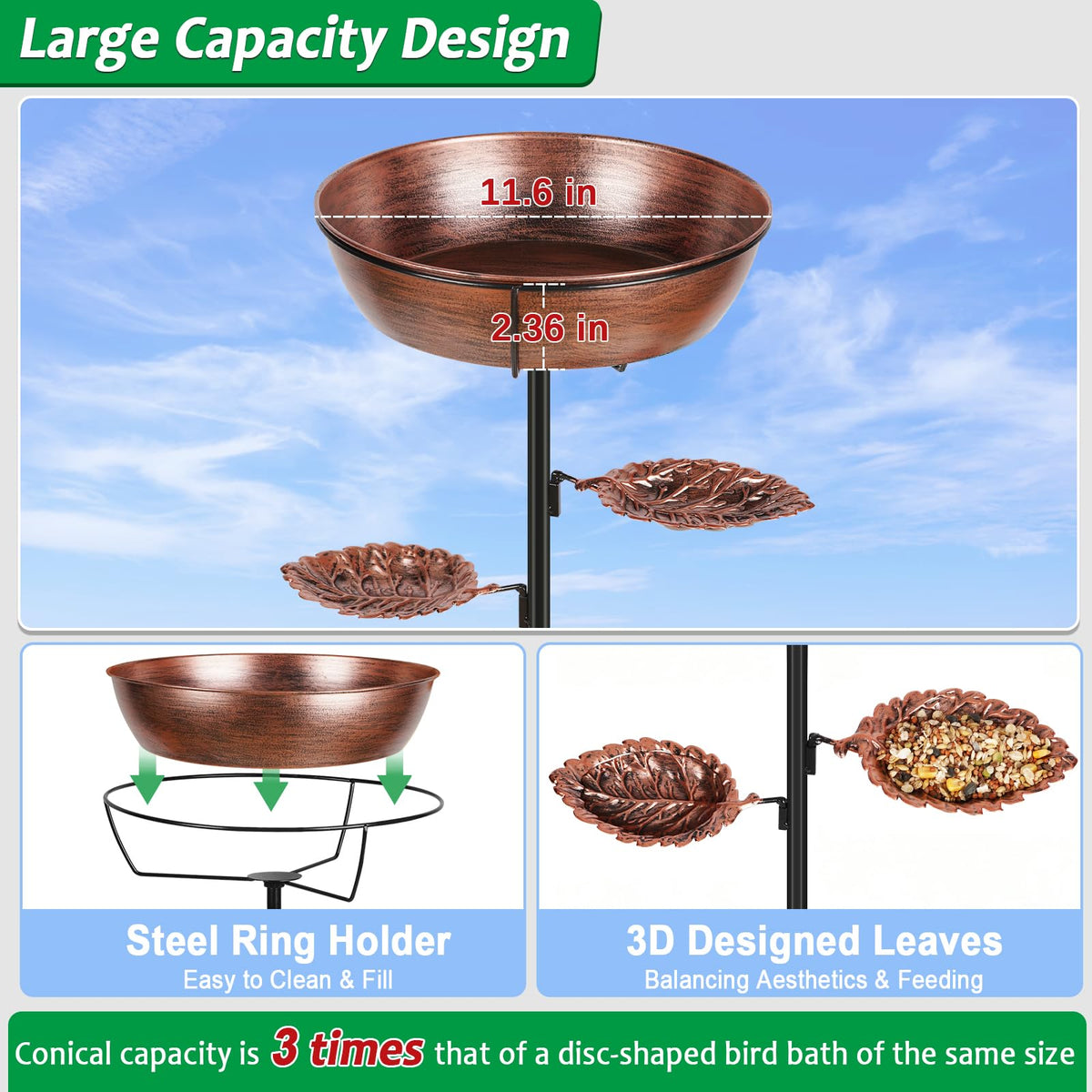 Olpchee heavy base design provides wind-resistant garden stability