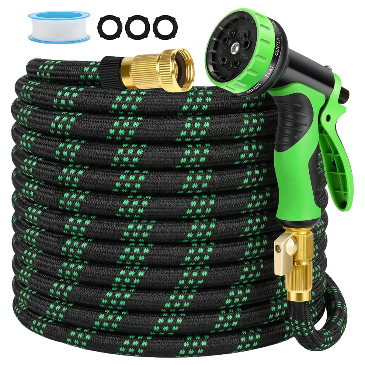Olutula 100ft flexible garden hose ready for yard watering.
