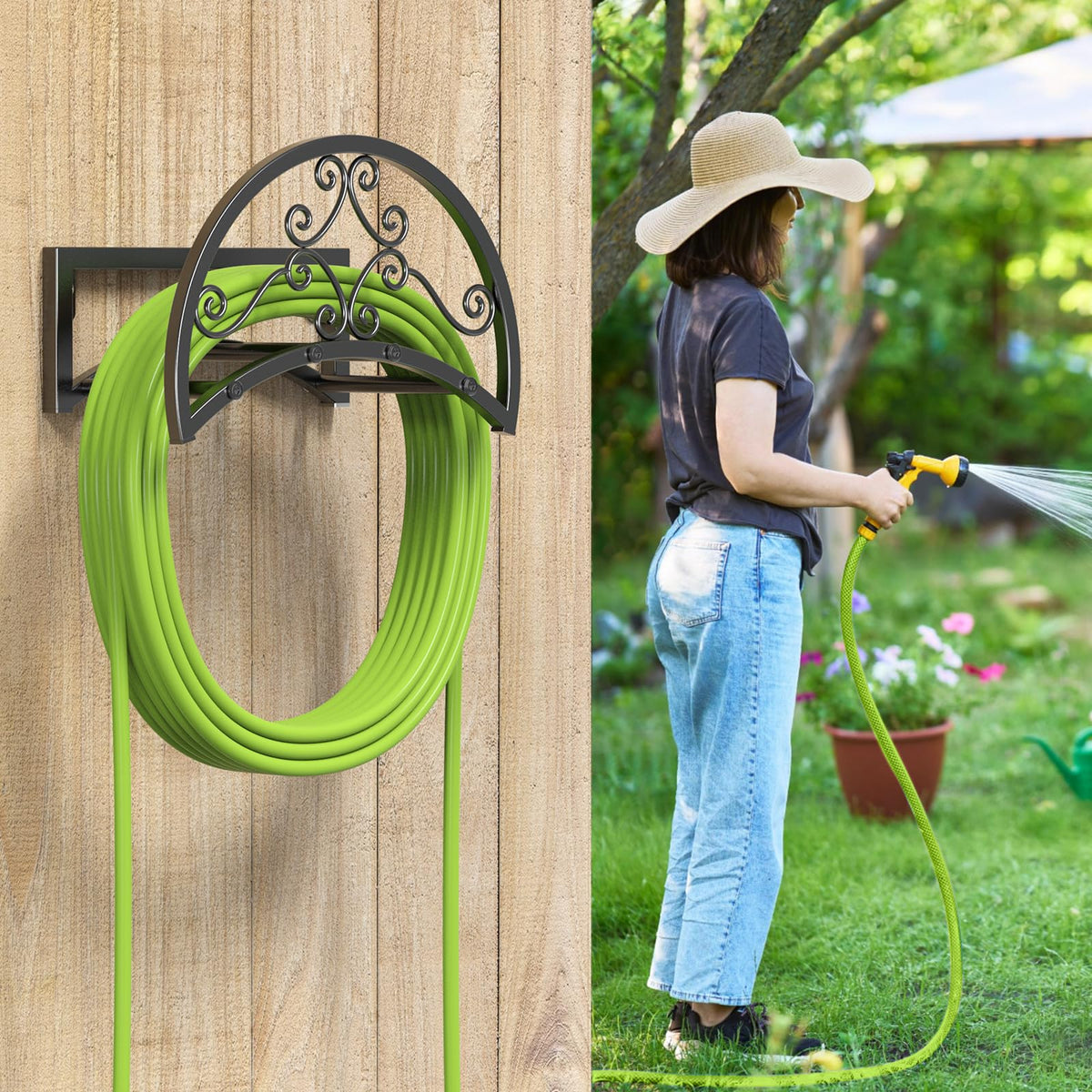 OLV decorative black finish enhances yard aesthetics while staying functional.