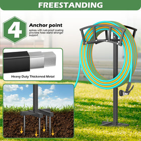OLV detachable freestanding hose stand is easy to move and store.