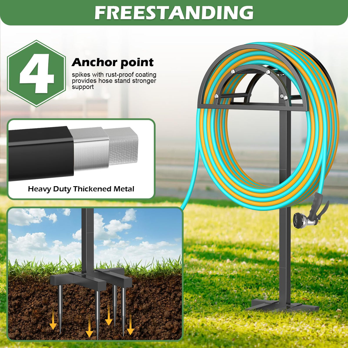OLV easy-install ground anchor for quick, tool-free setup