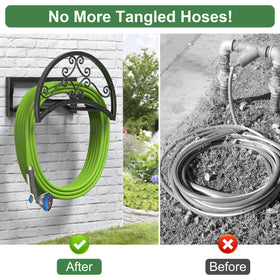 OLV hose holder with rustproof electrophoretic coating for outdoor durability.