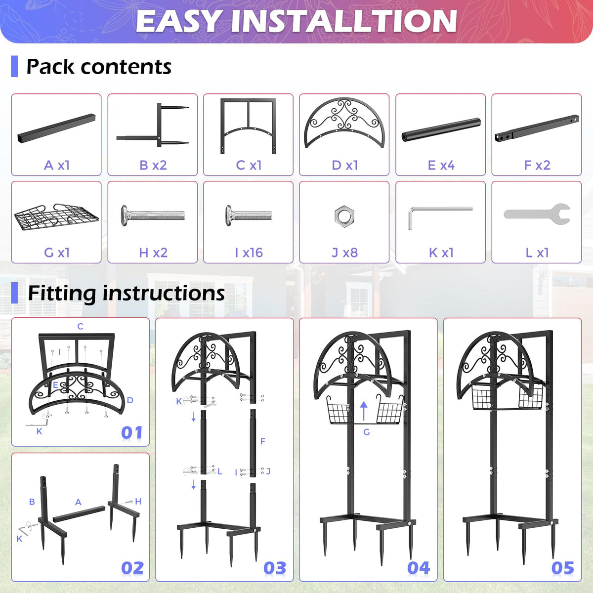 OLV garden hose holder adds decorative elegance to outdoor spaces while staying practical.