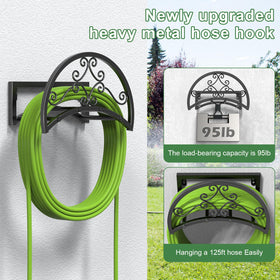 OLV heavy-duty metal hose holder with detachable design for easy storage.