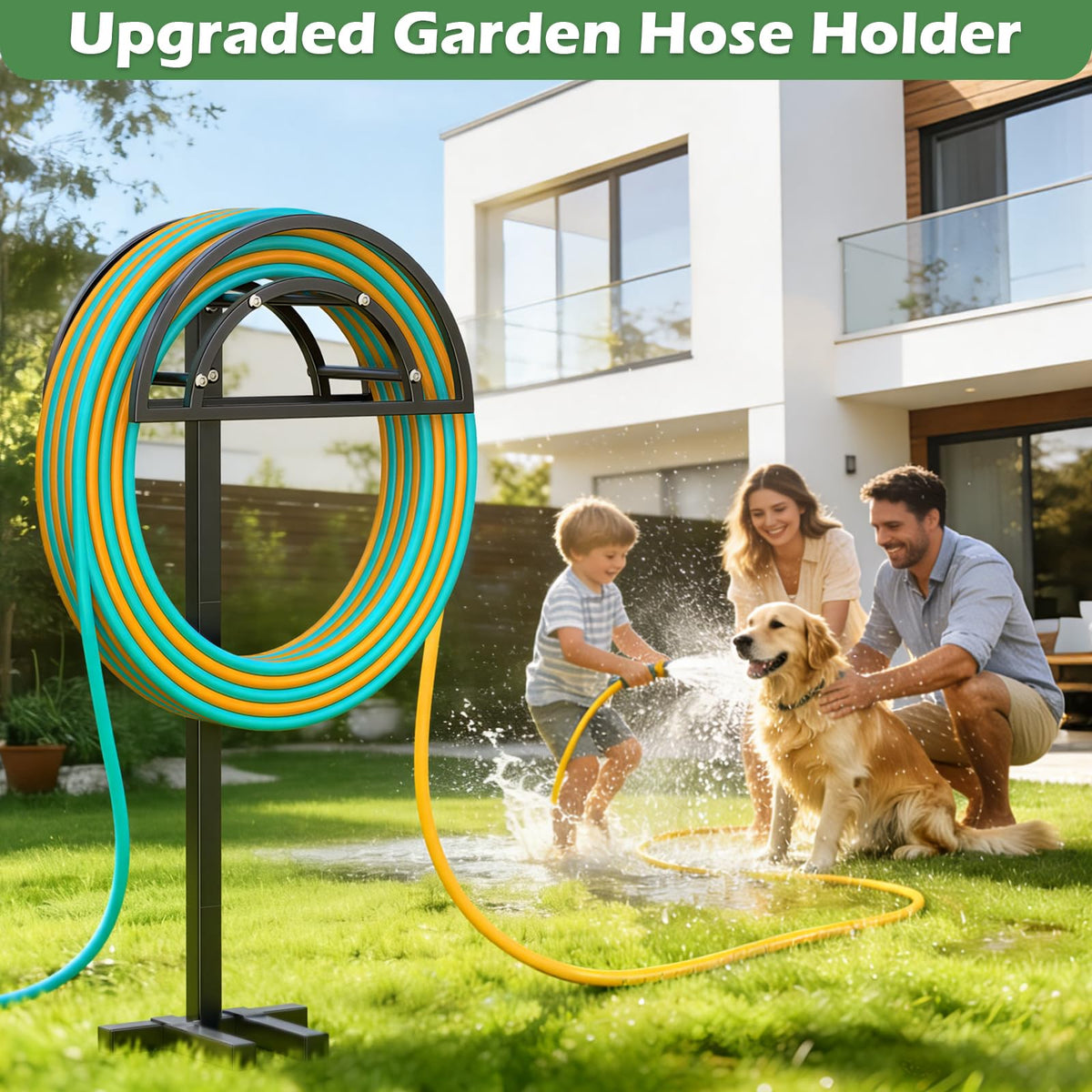 OLV heavy-duty metal hose stand designed for long-lasting outdoor use