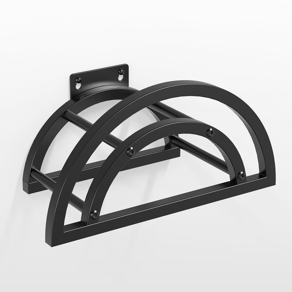 OLV hose holder wall mount showing 125 ft capacity for tidy outdoor storage.