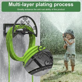 OLV wall-mount hose reel fits brick, wood, or cement walls for versatile installation.